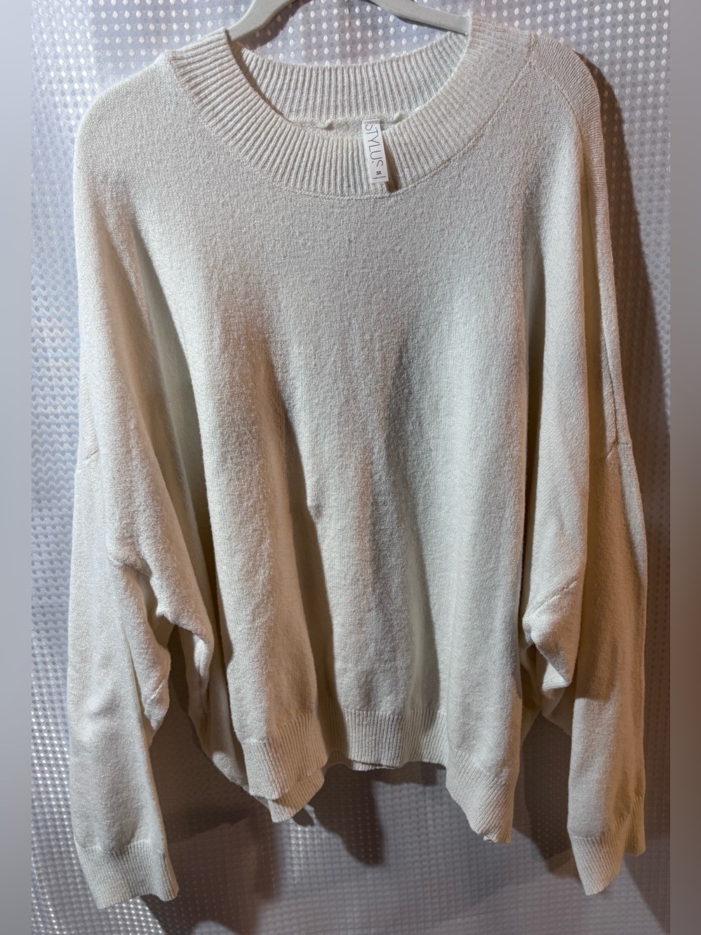 Stylus 3X Off-white Mock Neck Drop Shoulder Sweater